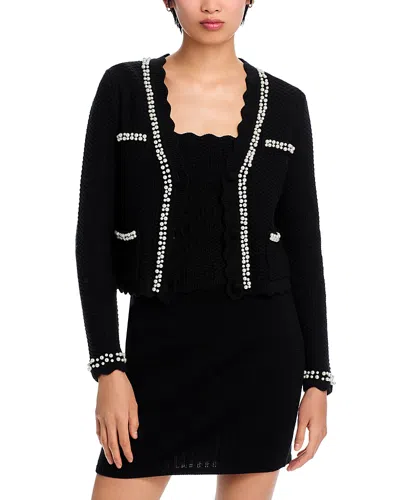 AQUA FAUX PEARL EMBELLISHED CARDIGAN - EXCLUSIVE 