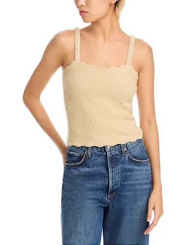Aqua Faux Pearl Embellished Knit Tank - Exclusive In Light Beige