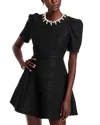 Aqua Faux Pearl Tweed Mini Dress - Exclusive In Black
