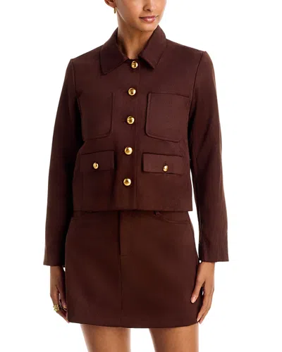 Aqua Faux Suede Collared Jacket - Exclusive In Burgundy