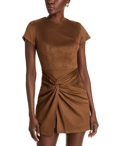 Aqua Faux Suede Dress - Exclusive In Brown