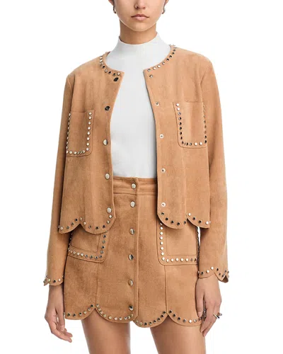 Aqua Faux Suede Jacket - Exclusive In Brown