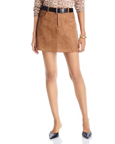 Aqua Faux Suede Mini Skirt - Exclusive In Brown