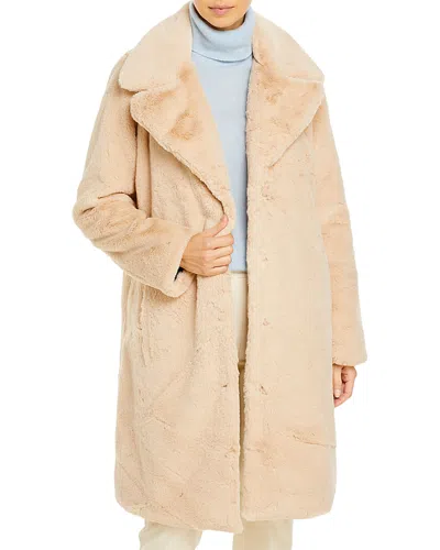 Aqua Faux-fur Coat With Wide Lapels - Exclusive In Neutral