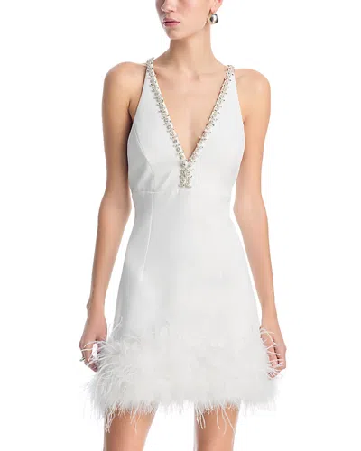 Aqua Feather Embellished Tank Dress In White