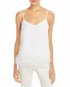 Aqua Feather Trim Camisole In White In White