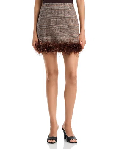 Aqua Feather Trim Mini Skirt - Exclusive In Multi