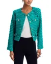 Aqua Flap Pocket Tweed Blazer - Exclusive In Green