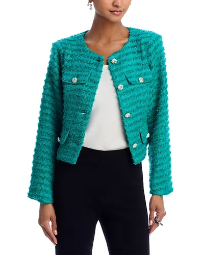 Aqua Flap Pocket Tweed Blazer - Exclusive In Green