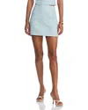 Aqua Floral Brocade Mini Skirt - Exclusive In Blue Floral