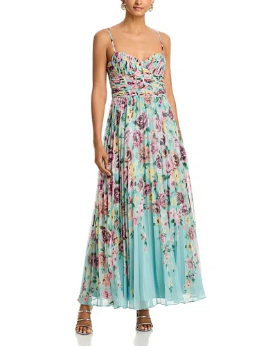 Aqua Floral Bustier Dress- Exclusive In Multi