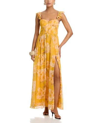 Aqua Floral Bustier Maxi Dress - Exclusive In Yellow