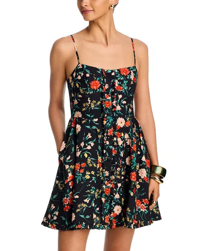 Aqua Floral Button Front Mini Dress - Exclusive In Multi