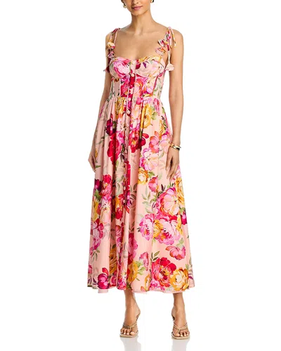 Aqua Floral Corset Midi Dress - Exclusive In Multi
