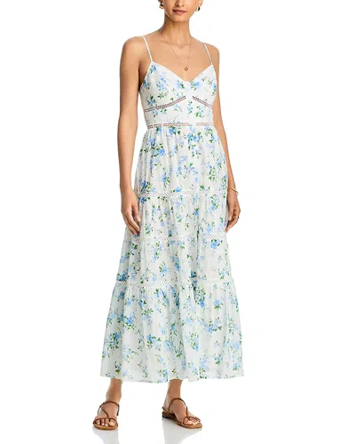 Aqua Floral Cutwork Midi Dress - Exclusive In Blue