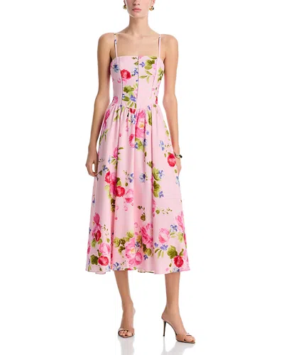 Aqua Floral Drop Waist Midi Dress - Exclusive In Multi