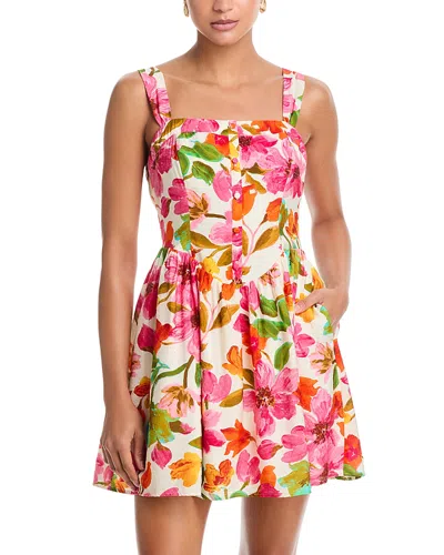 Aqua Floral Drop Waist Mini Dress - Exclusive In Multi