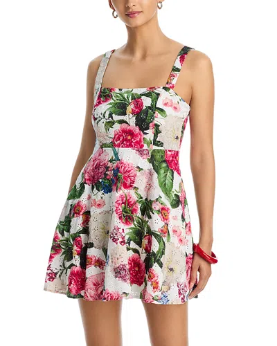 Aqua Floral Eyelet Mini Dress - Exclusive In White