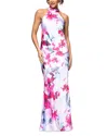 Aqua Floral Gown - Exclusive In Pink Periwinkle