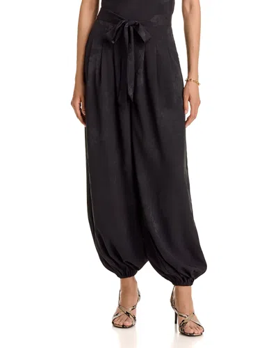 Aqua Floral Jacquard Balloon Pants - Exclusive In Black