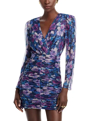 Aqua Floral Knit Metallic Mini Dress - Exclusive In Purple/multi