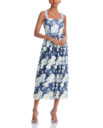 Aqua Floral Lace Midi Dress - Exclusive In Blue Multi