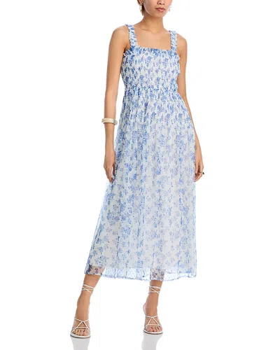 Aqua Floral Lace Midi Dress - Exclusive In White/blue