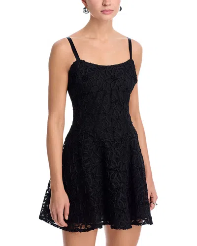 Aqua Floral Lace Mini Dress - Exclusive In Black