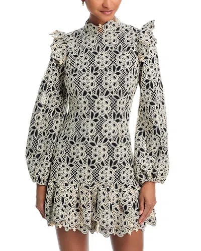 Aqua Floral Lace Mini Dress - Exclusive In Multi