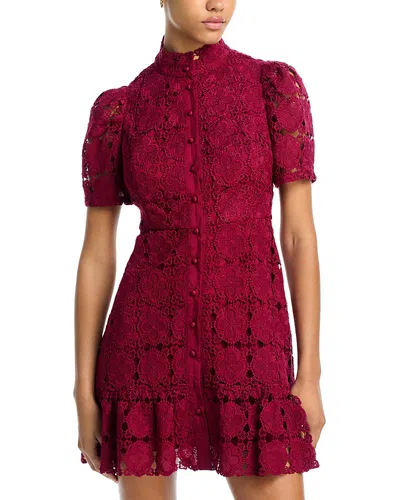 Aqua Floral Lace Mock Neck Mini Dress -exclusive