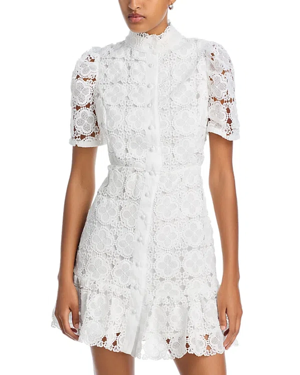 Aqua Floral Lace Mock Neck Mini Dress -exclusive In White | ModeSens