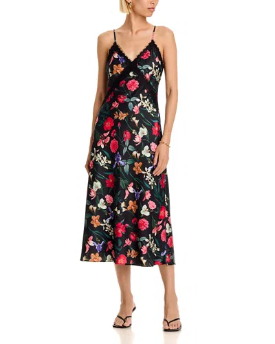 Aqua Floral Lace Satin Midi Dress - Exclusive In Multi
