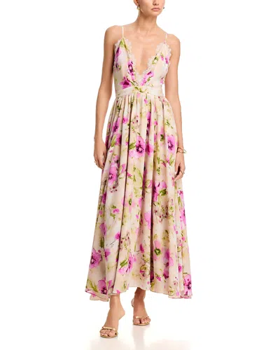 Aqua Floral Lace Trim Maxi Dress - Exclusive In Multi