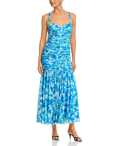 Aqua Floral Maxi Dress - Exclusive In Blue