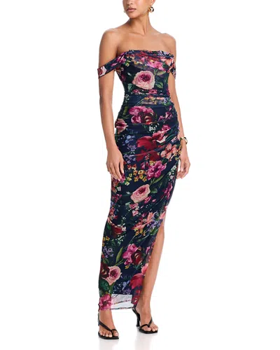 Aqua Floral Mesh Corset Dress - Exclusive In Multi