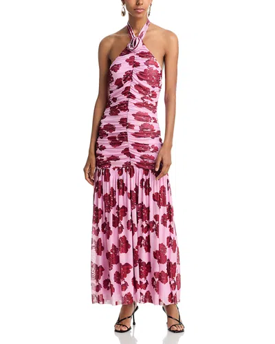 Aqua Floral Mesh Rosette Maxi Dress - Exclusive In Animal Print