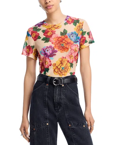 Aqua Floral Mesh Short Sleeve Tee - Exclusive In Multi