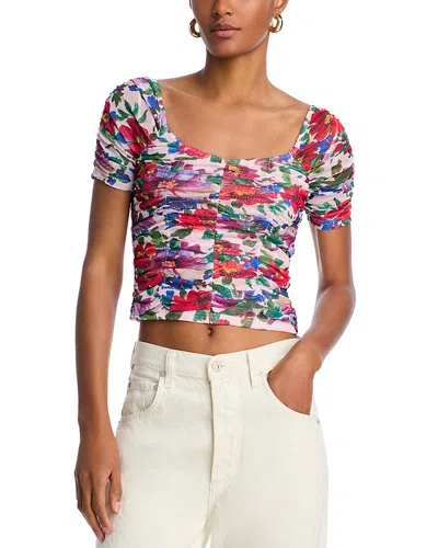 Aqua Floral Mesh Top - Exclusive In Pink Multi