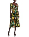 Aqua Floral Midi Dress - Exclusive In Black Multi