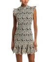 AQUA FLORAL MOCK NECK MINI DRESS - EXCLUSIVE