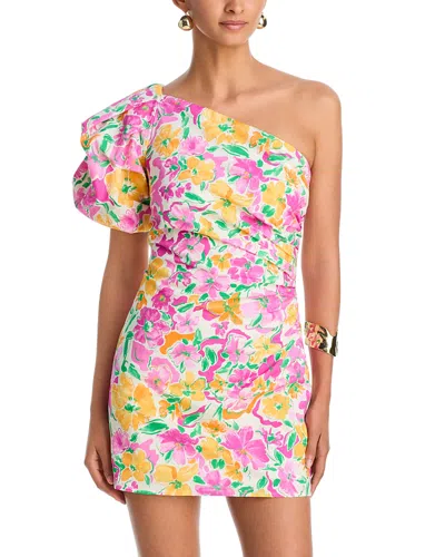 Aqua Floral One Shoulder Mini Dress - Exclusive In Multi