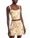 Aqua Floral Print Bustier Top - Exclusive In Yellow/white