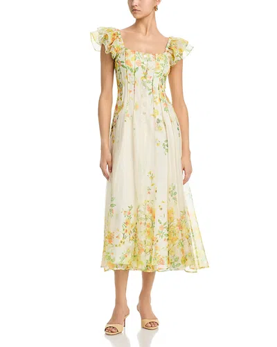 Aqua Floral Print Button Front Dress - Exclusive In White