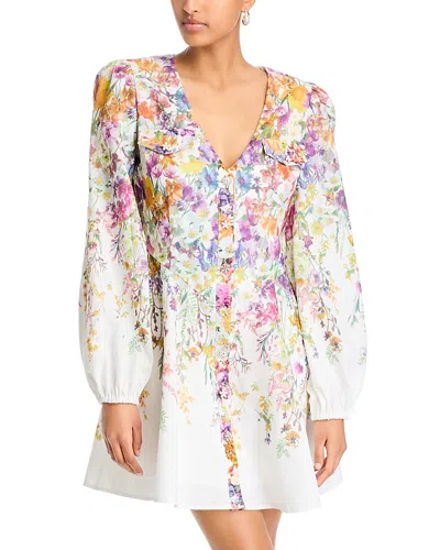 Aqua Floral Print Mini Dress - Exclusive In Multi