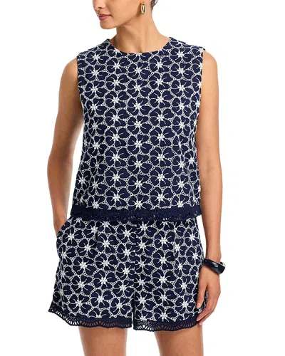 Aqua Floral Print Sleeveless Top - Exclusive In Multi