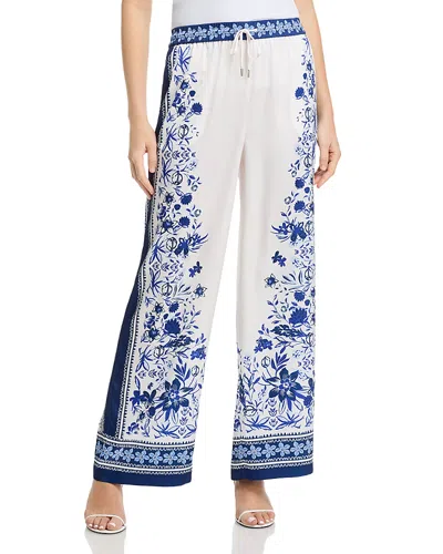 Aqua Floral Print Wide Leg Pants - Exclusive In Multi