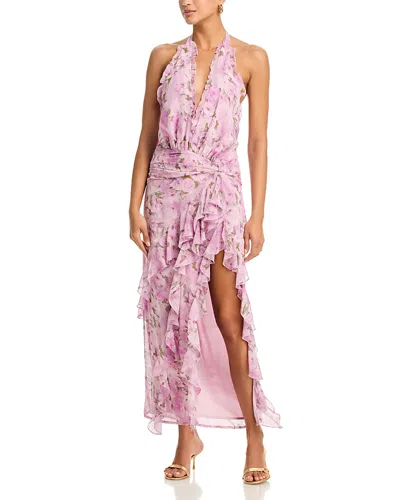 Aqua Floral Ruffle Maxi Dress - Exclusive In Pink