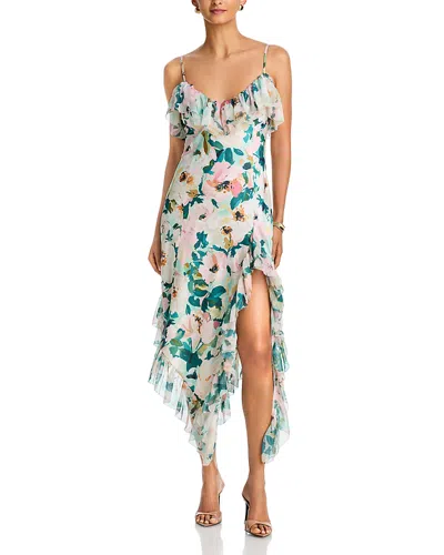 Aqua Floral Ruffle Maxi Dress - Exclusive In Blue