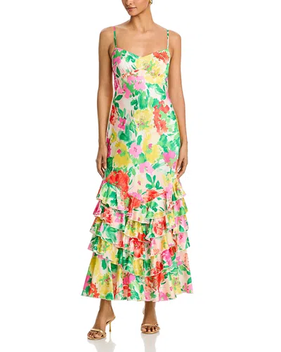 Aqua Floral Ruffle Maxi Dress - Exclusive In Multi