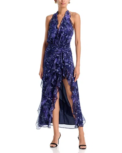 Aqua Floral Ruffle Maxi Dress - Exclusive In Blue